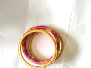 Yellow And Pink Combination Bangles