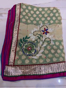 Beautiful Gota Patti Flowers 🌺Work Saree Ne