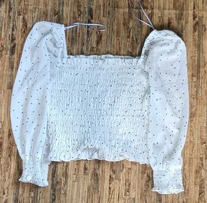 Polka Dot Puff Sleeve Top