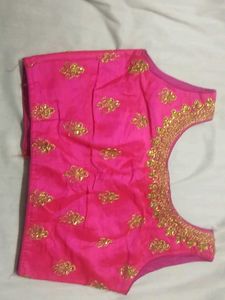 Pink Embroidered sleeveless Blouse