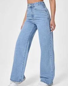 Ice Blue Women Wide Leg Denim Jeans