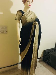 Hand embroidered Crepe saree with blouse