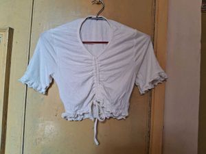 Ruched Crop Top - Soft White | Stylish &amp;Comfy