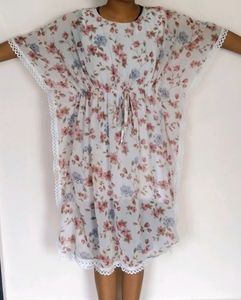 Flower Print Kaftan Dress