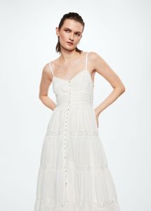 MANGO Frill Cotton Maxi Dress