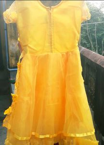 Yellow Net  Girl&#39;s Dress