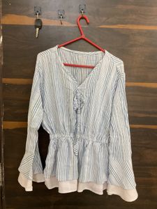 Striped Tie-Neck Top