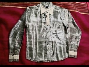 Vintage Shiny Button-Down Shirt