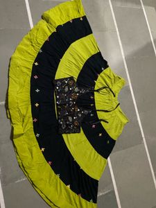 Green Nd Black Navratri Skirt
