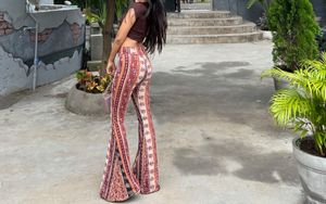 Paisley Print Flare Leg Pants