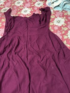 Burgundy Embroidered Button-Up Dress
