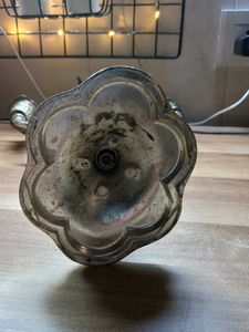 Vintage white metal 2 arm ornate candelabrum