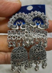 Oxidized Jhumka Earrings