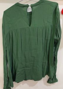 Green Ruffle Detail Top