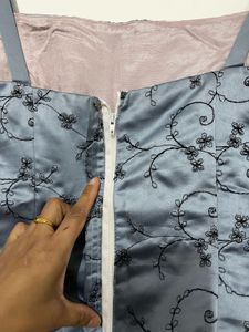 Floral Embroidered Satin Crop Top