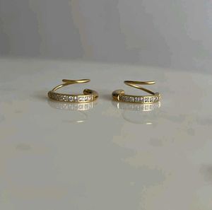 Gold Rhinestone Spiral Hoop Earrings