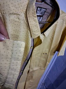 Yellow Patterned Short Sleeve Shirt