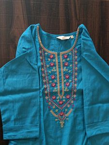 Teal Embroidered Kurta Set
