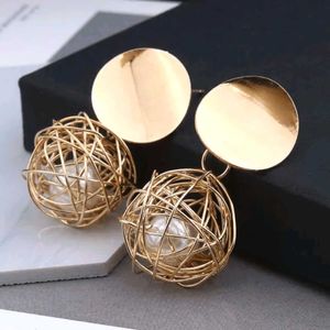 Gold Orb Drop Earrings