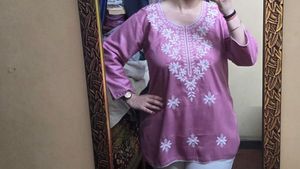 Pink Embroidered Kurta