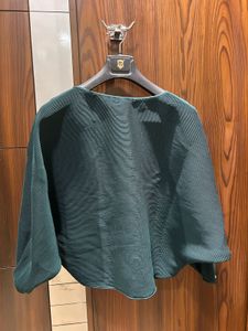 Elegant Dark Green Batwing Sleeve Top