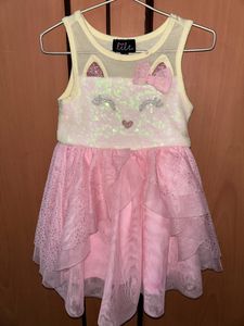 Cute Pink And Yellow Combination Party Frock