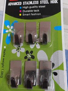 New Adhesive 6 Pc Steel Hook