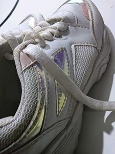 White Holographic Accent Sneakers