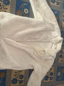 White Fuzzy Zip-Up Jacket