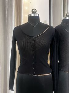 Black Net Top With Nude Colour Inner Lining