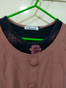 Black And Brown Colour Top With Two Layer Design