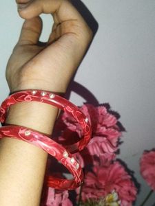 Red Rhinestone Bangle Set