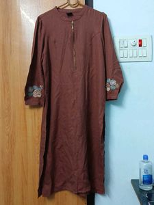 Brown Embroidered Dress