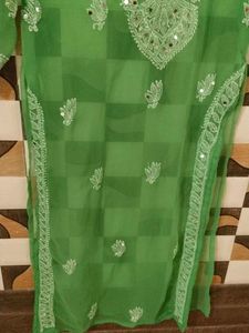 Green Embroidered Kurta