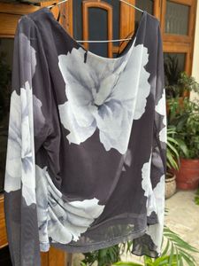 Floral Print Mesh Top