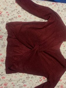 Burgundy Knotted Back Sweater