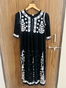 Elegant Embroidered Black Dress