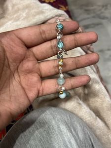 blue Beaded Charm Bracelet