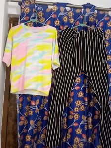 Tie Dye Top &amp; Striped Pants Set