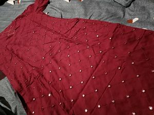 Marron Kurti Mirror Work