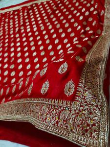 Red &amp; Gold Embroidered Saree