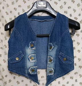 Denim Vest with Button Details