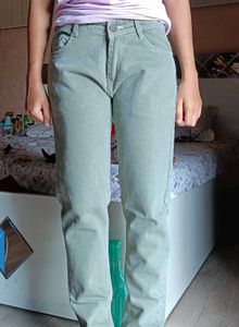 Olive Green Straight Leg Jeans