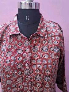 Printed Shirt Dress of maroon Ajrak
