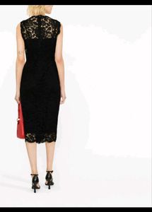 Dolce &amp; Gabbana lace-overlay fitted sleeveless dre