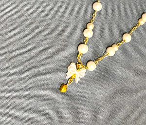 Pearl and Bow Charm Necklace