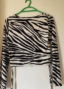 Urbanic Zebra Print Tie-Up Crop Top