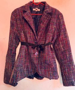 Tweed Blazer with Belt