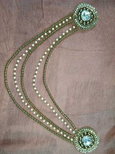Elegant Kundan & Pearl Dress Chain Accessory