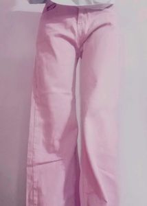 Lavender High Waist Wide Leg Denim Pants